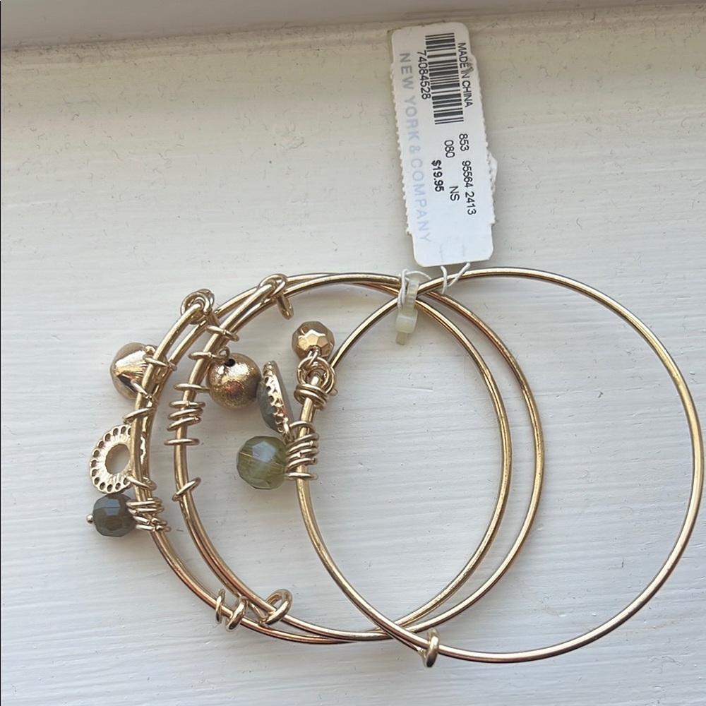 New York & Company Gold Tone Mixed Bangle Bracelet Set
